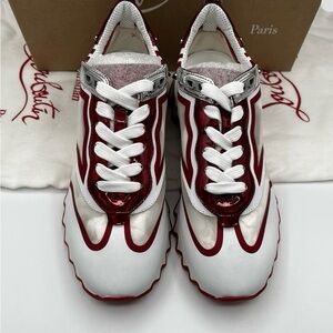 Christian Louboutin Red and White Women's Sneakers